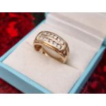 14ct Gold Diamond-encrusted Gent's Ring, size R and 6.68g
