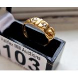 18ct Gold & Diamond Buckle Ring - size Q+0.5, weight 3.95g,