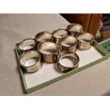 Set of Nine Hallmarked Silver Napkin Rings
