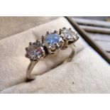 Platinum & Brilliant-Cut Diamond Ring - approx 1.6ct of Diamonds, size O and 3.9g
