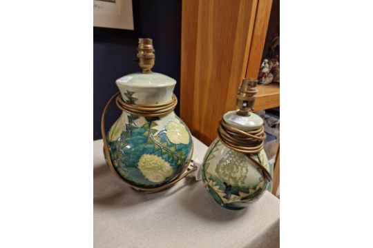 Pair of Green Floral Moorcroft Vases - Image 1 of 3