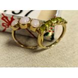 Pair of 9ct Gold Dress Rings, one Peridot + a Clear Opal - 5.85g combined, both size P