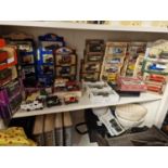 One Shelf of 50+ Die-Cast Truck Toys and Vand w/advertising etc - inc Vanguards, Matchbox and Lledo