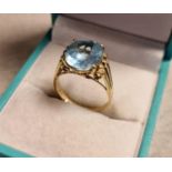 10ct Gold and Aquamarine Dress Ring, size L, 3.4g