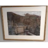 Large Jake Attree (1950-) Original Art Piece of a West Yorkshire Mill