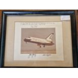 Signed 1981 NASA Space Shuttle Framed Photograph, by John Young (Apollo) and Bob Crippen