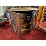 Vintage Glass Fronted Oak Smokers Cabinet