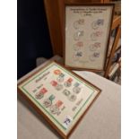 Pair of Framed German Hitler Wartime Stamp Sets - Militaria Interest