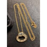 9ct Gold, Aquamarine & Diamond Necklace, 2.3g