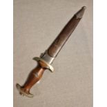WWII German NSKK Dagger & Scabbard - Makers Mark worn away, but remaining in part (see photos) - Mil