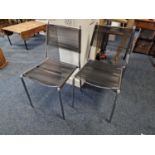 Pair of Retro Designer Chrome Framed Spaghetti Chairs