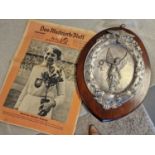 Silver-Plated German Plaque with WWII German Eagle Motif to the top