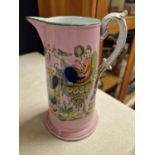 Antique Victorian Water Jug with a Handpainted Chinese Scene to the body