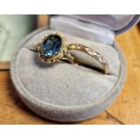 9ct Gold & Diamond Eternity Ring + a Silver Gilt and Blue Stone Dress Ring - sizes S & M