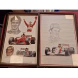 Pair of Formula One Signed Prints, of Ayrton Senna and Ferrari Eddie Irvine