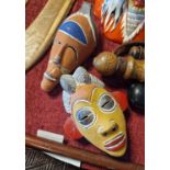 Pair of Small African Tribal Clay Pottery Wall Masks