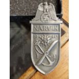 German Silver-grey Metal 'Narvik 1940' Army Issue Campaign Shield
