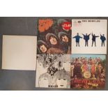 Collection of 5 classic Vinyl Records LPs by the Beatles, comprising Help, Rubber Soul, Revolver, Sg