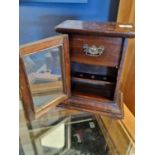 Antique Oak Smoker's Estate Pipe Cabinet - 31.5cm high