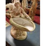 Small Royal Dux Porcelain Lady on a Lily Figure