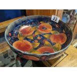 1940's Moorcroft Peaches & Berries Bowl w/ a Tudric Liberty of London Base - 22.5cm diameter by 9.5c