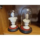 Pair of Antique Domed Busts of King George V and Queen Mary