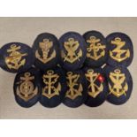 Set of Ten Kaiserlische/Kriegsmarine Sleeve Insignia/Badges