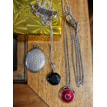 Pair of Sterling Silver Red Stone Pendant Necklaces + a Sterling Silver Locket - combined weight 13.