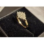 9ct Gold and Diamond Cluster Ring, size K
