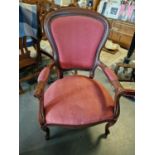 Red Upholstered Edwardian Nursing Chair