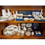 Two Shelves of Royal Worcester China and Pottery, inc Prince Regent, Evesham, Forget-Me-Not and earl