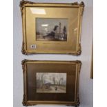 Pair of Gilt Mounted Watercolours of Kent and Bolton Abbey by William Manners (1860-1930) - 47x39cm