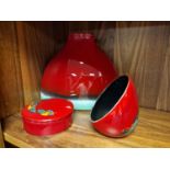 Trio of Poole Pottery Delphis and Other Red Retro Ceramic Vases