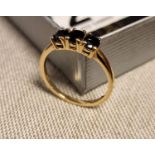 9ct Gold & Triple Sapphire Dress Ring, size O