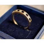 9ct Gold, Diamond & Sapphire Half Eternity Ring, size L