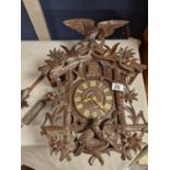 Early Wooden Carved Cuckoo Clock - 55cm high