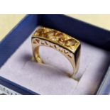 9ct Gold, Diamond & Citrine Set Ring, size R and 3.8g