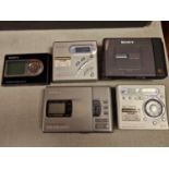Quintet of Sony Walkman Mini Disc Players inc MZ-R500, MZ-R30, NW-HD3, MZ-E2 & MZ-R700PC