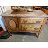 Marble Topped Two Drawer Sideboard - 107x46x81cm