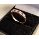 9ct Gold, Diamond & Ruby Half Eternity Ring, size L