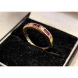 9ct Gold, Diamond & Ruby Half Eternity Ring, size L