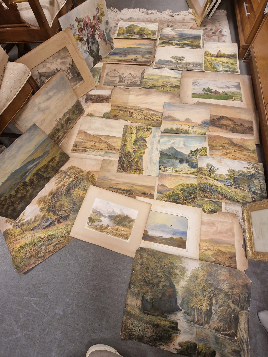 Large Collection of Watercolours, mostly by GW Rushworth + a TJ Soper example