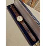 9ct Gold Swiss Garrard Wrist Watch w/Leather Strap