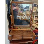 Vintage Walnut Twin Drawer Dressing Table Mirror - 66cm high