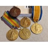 Collection of Five (one late 1910's original replacement) WWI World War One Service Medals - 200649