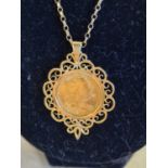 1785 George III Spade 22ct Guinea Coin 9ct Necklace Chain - 20.6g total