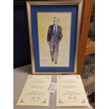 Signed John Major Conservative Tory Party Prime Minister Painting plus signed Menus - Political - 4