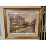 Well Framed Teacup Cottage Limited Edition Print by Thomas Kinkade