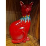 Poole Pottery Red Delphis Cat Figure