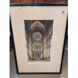 Antique Coloured Etching of Rouen Cathedral in France, by Edward Sharland (1884-1967)